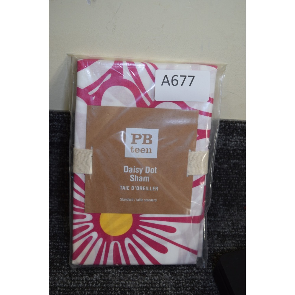 PBteen Pottery Barn Daisy Dot Standard Sham Pink White Floral 100% Cotton NEW